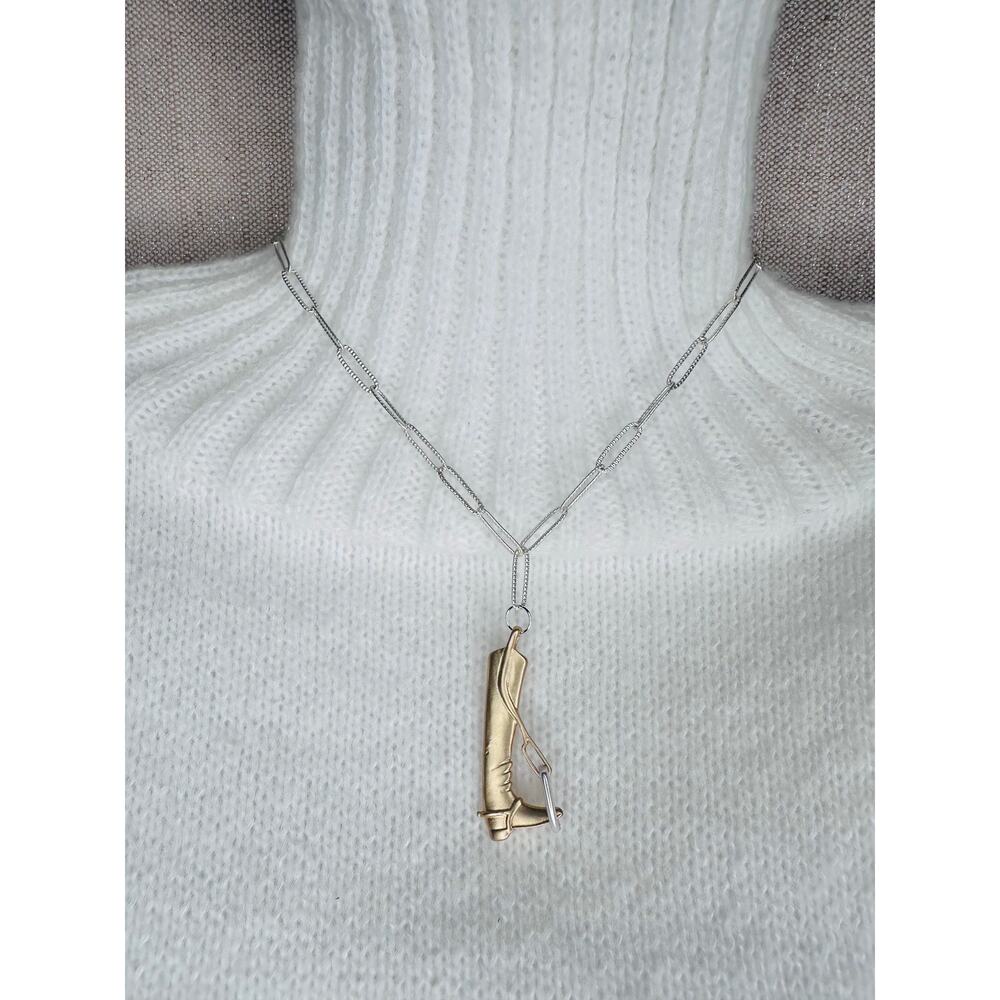 Handmade Equestrian Boot Necklace | Matte Gold & Silver | 16” Chain | Horse Love